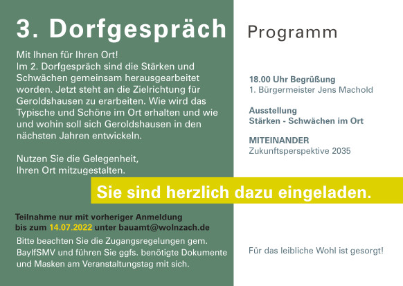 Grossansicht in neuem Fenster: ISEK Einladung 3. Dorfgespräch Programm